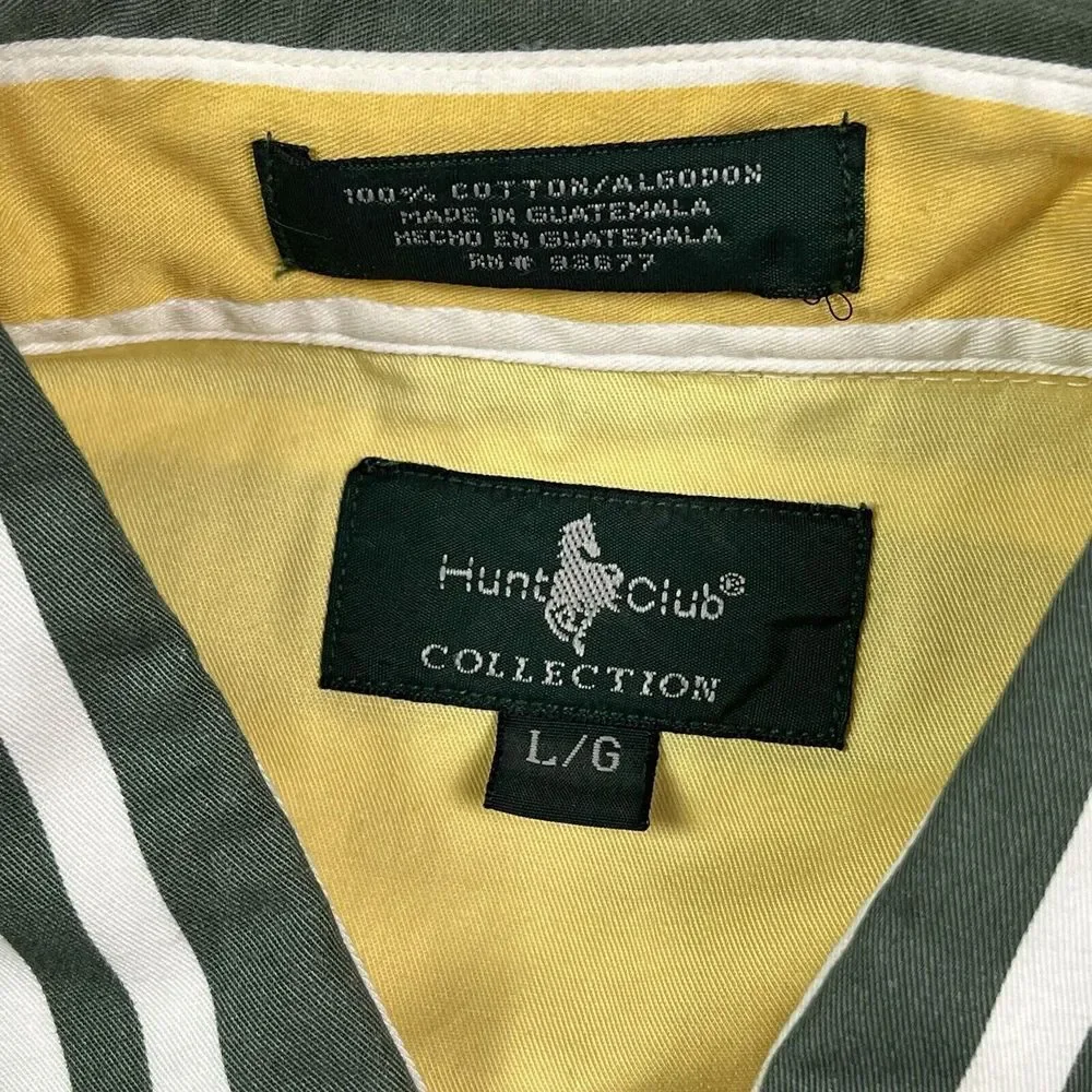 Vintage Hunt Club Men's Shirt Size Large Vertical Striped‎ 90s Bright Multicolor